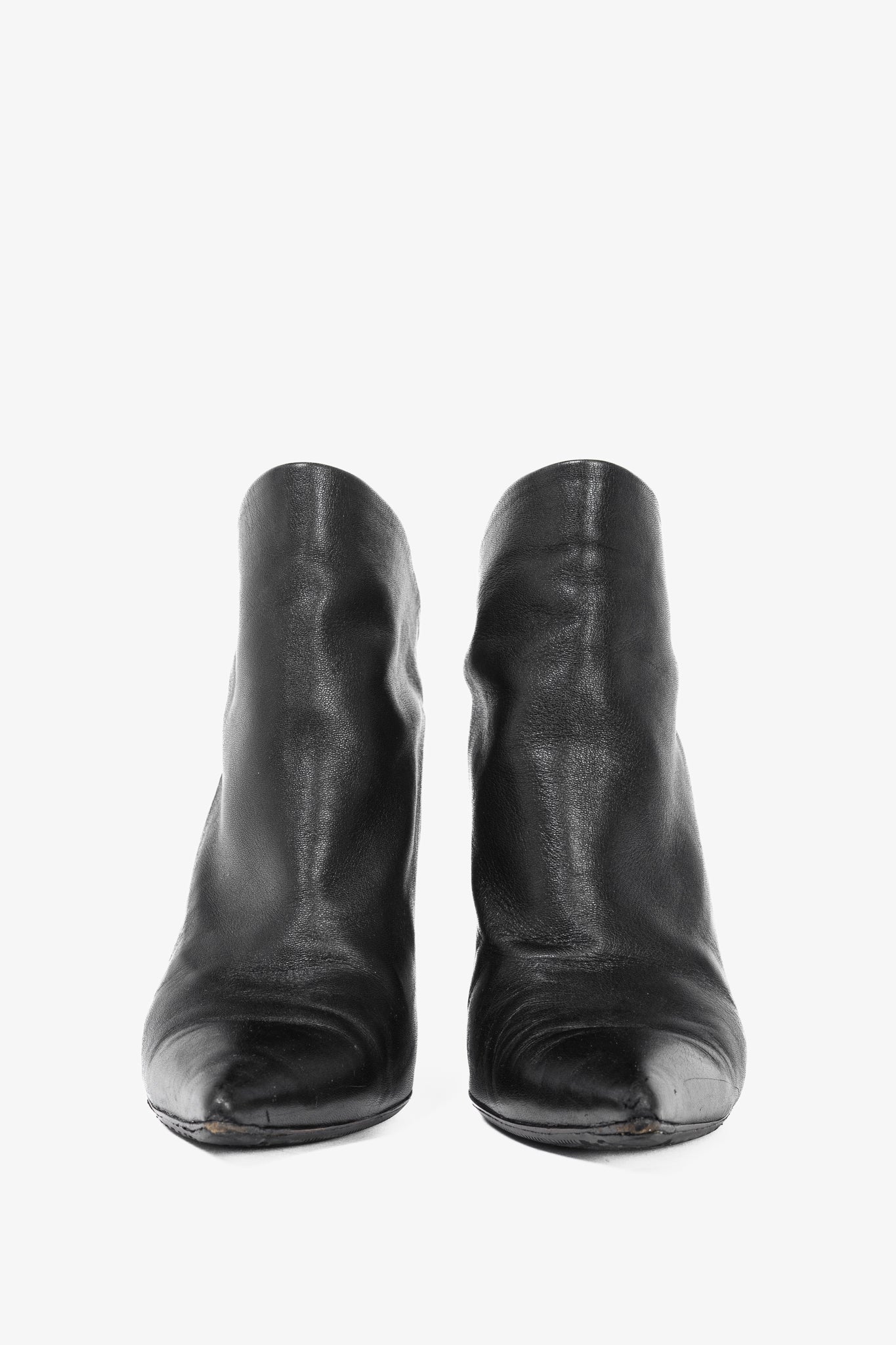 Balenciaga Black Leather Pointed-Toe Wedge Mules