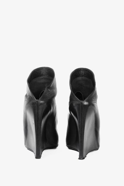 Balenciaga Black Leather Pointed-Toe Wedge Mules