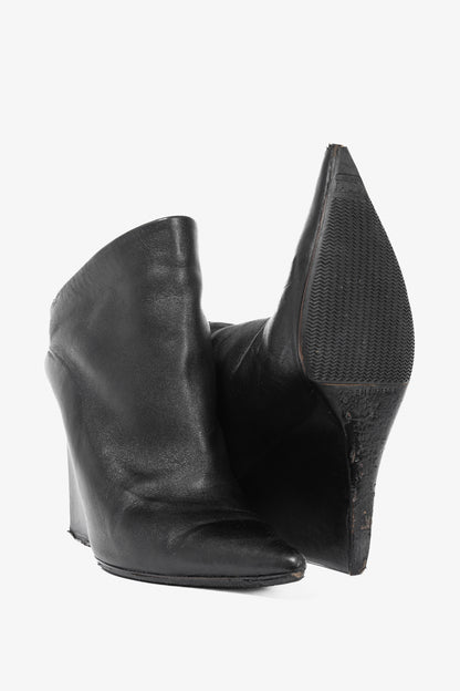 Balenciaga Black Leather Pointed-Toe Wedge Mules