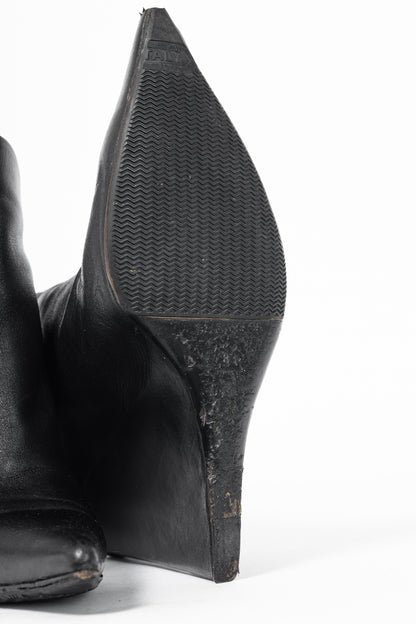 Balenciaga Black Leather Pointed-Toe Wedge Mules