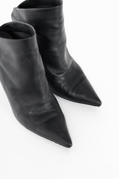 Balenciaga Black Leather Pointed-Toe Wedge Mules