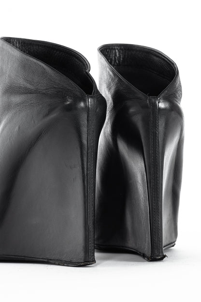 Balenciaga Black Leather Pointed-Toe Wedge Mules