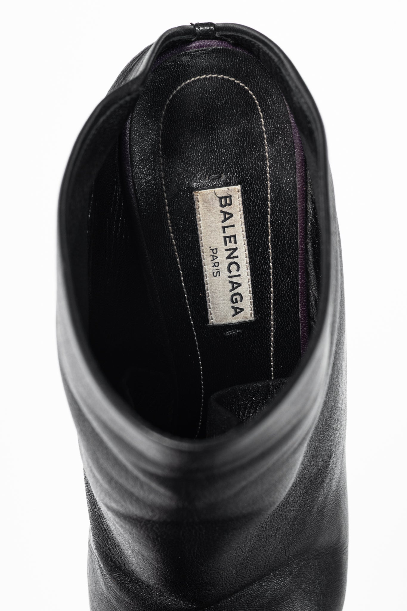 Balenciaga Black Leather Pointed-Toe Wedge Mules