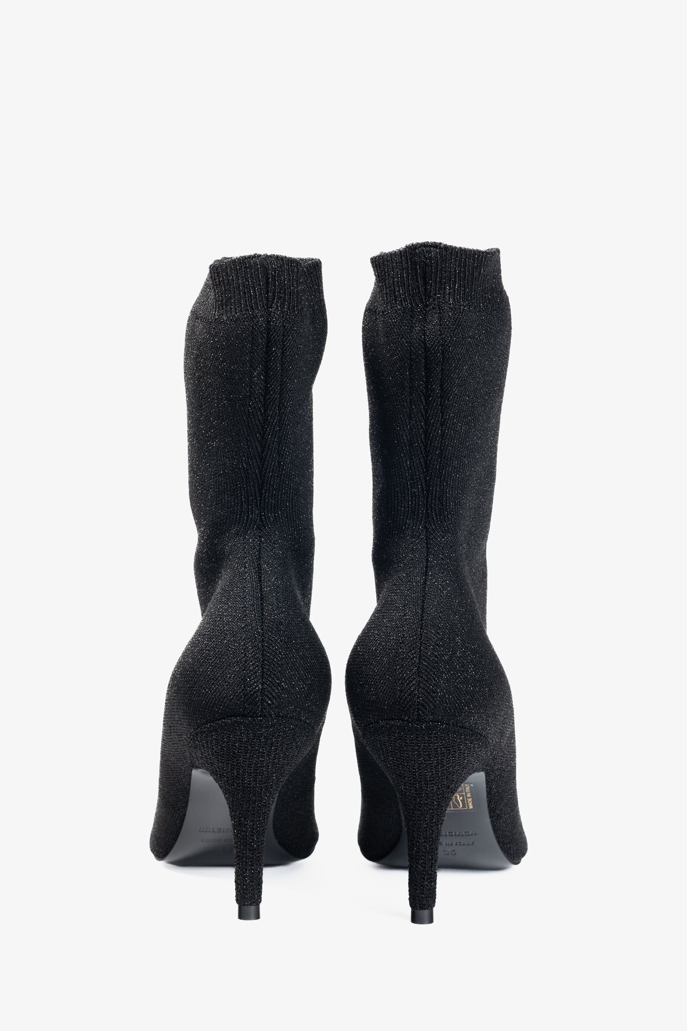 Balenciaga Knife 80 Black Glittered Stretch-Knit Ankle Boots