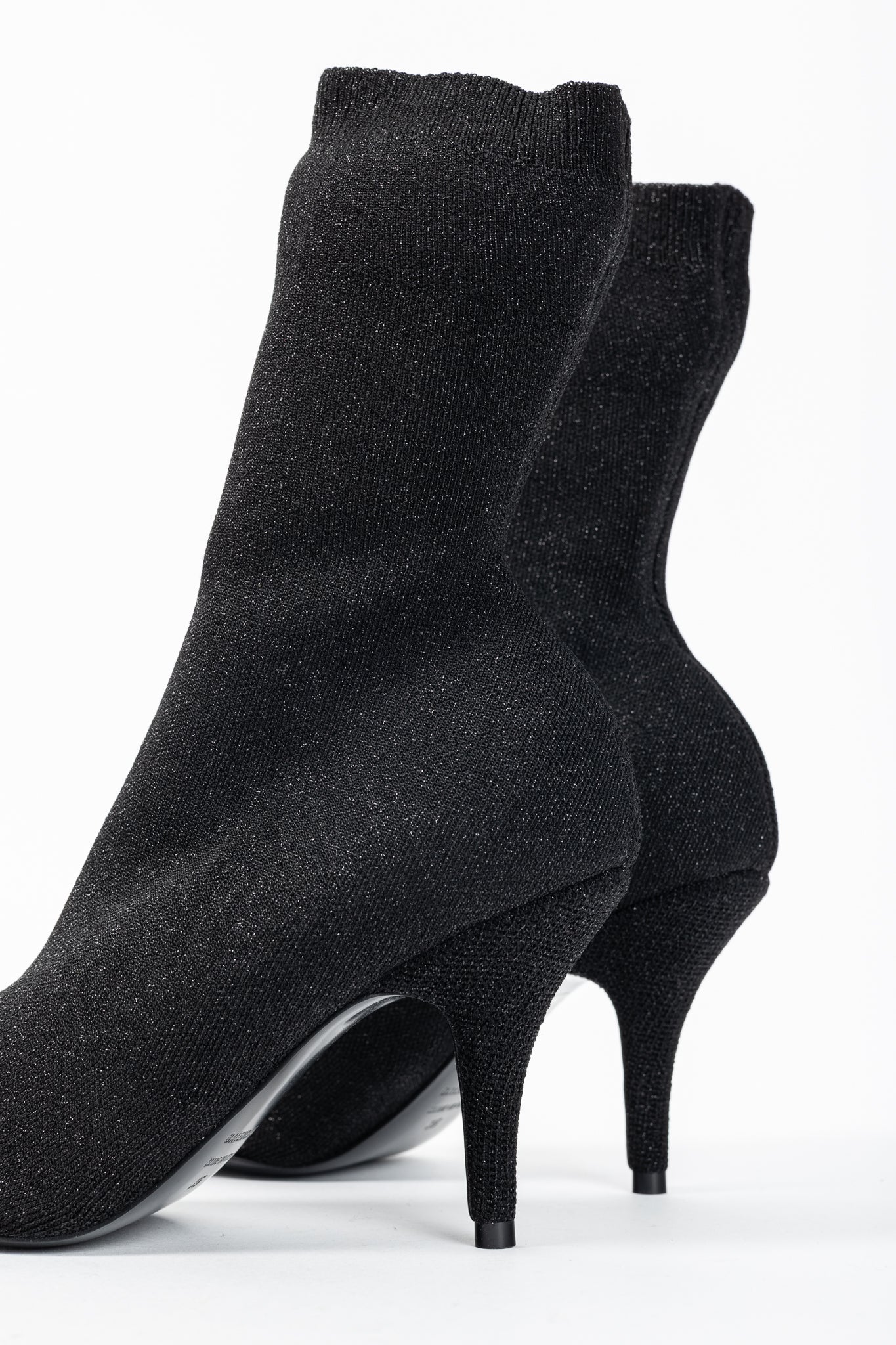 Balenciaga Knife 80 Black Glittered Stretch-Knit Ankle Boots