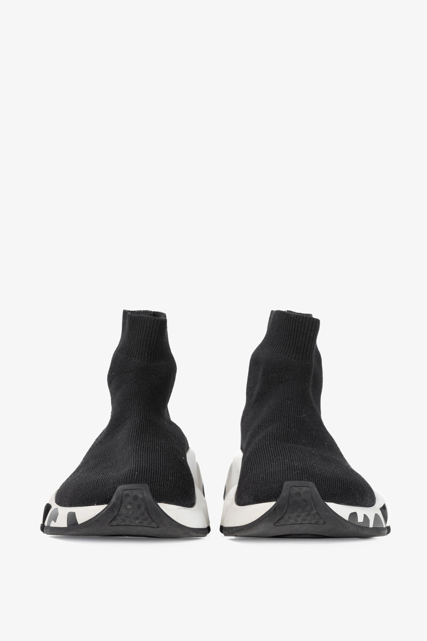 Balenciaga Speed Black & White Graffiti Knit Sock Sneakers