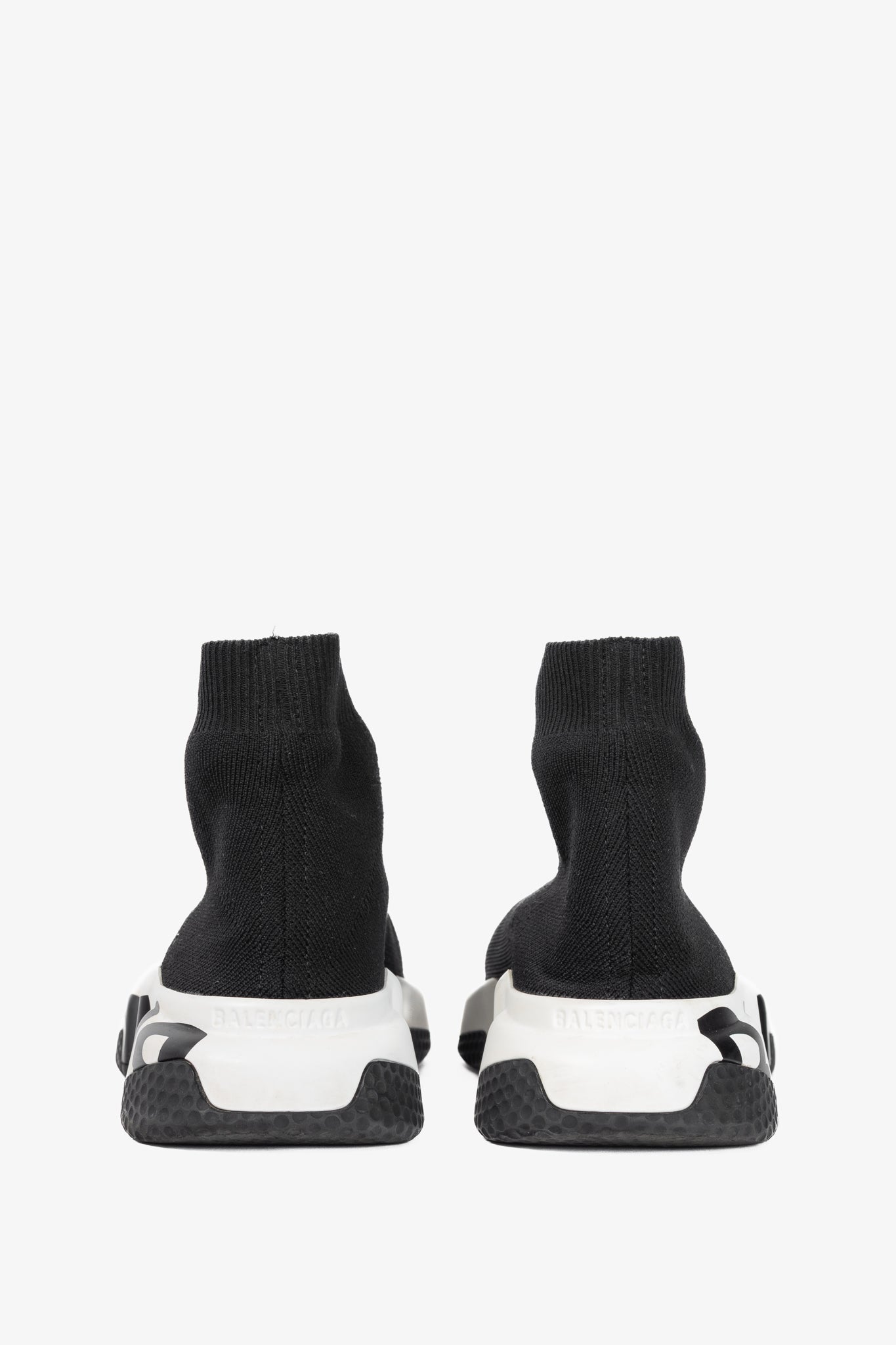 Balenciaga Speed Black & White Graffiti Knit Sock Sneakers