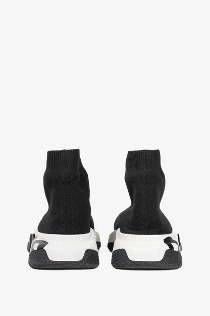 Balenciaga Speed Black & White Graffiti Knit Sock Sneakers