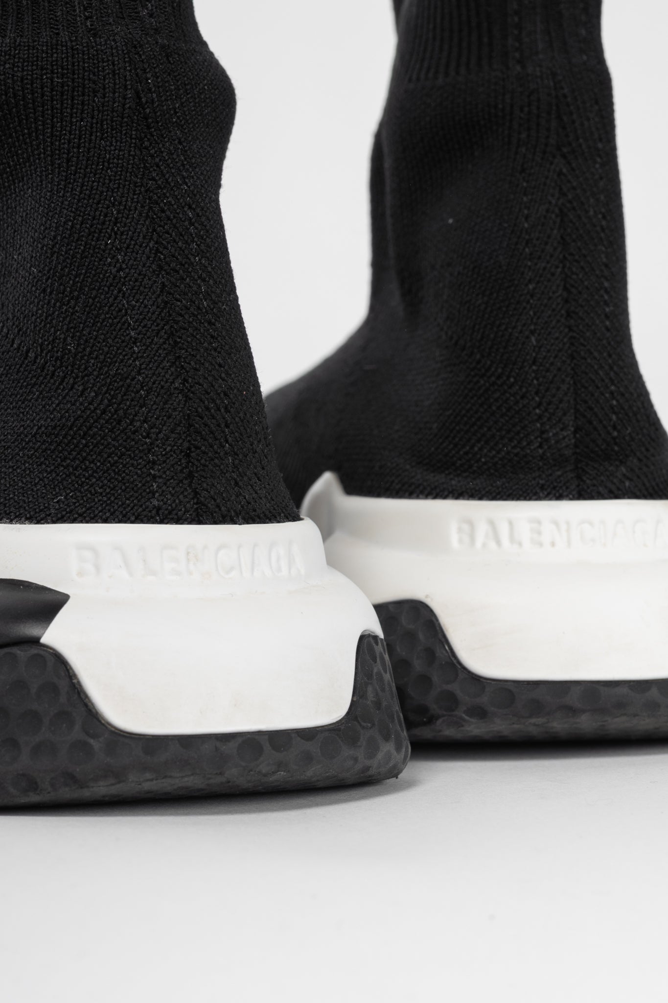 Balenciaga Speed Black & White Graffiti Knit Sock Sneakers