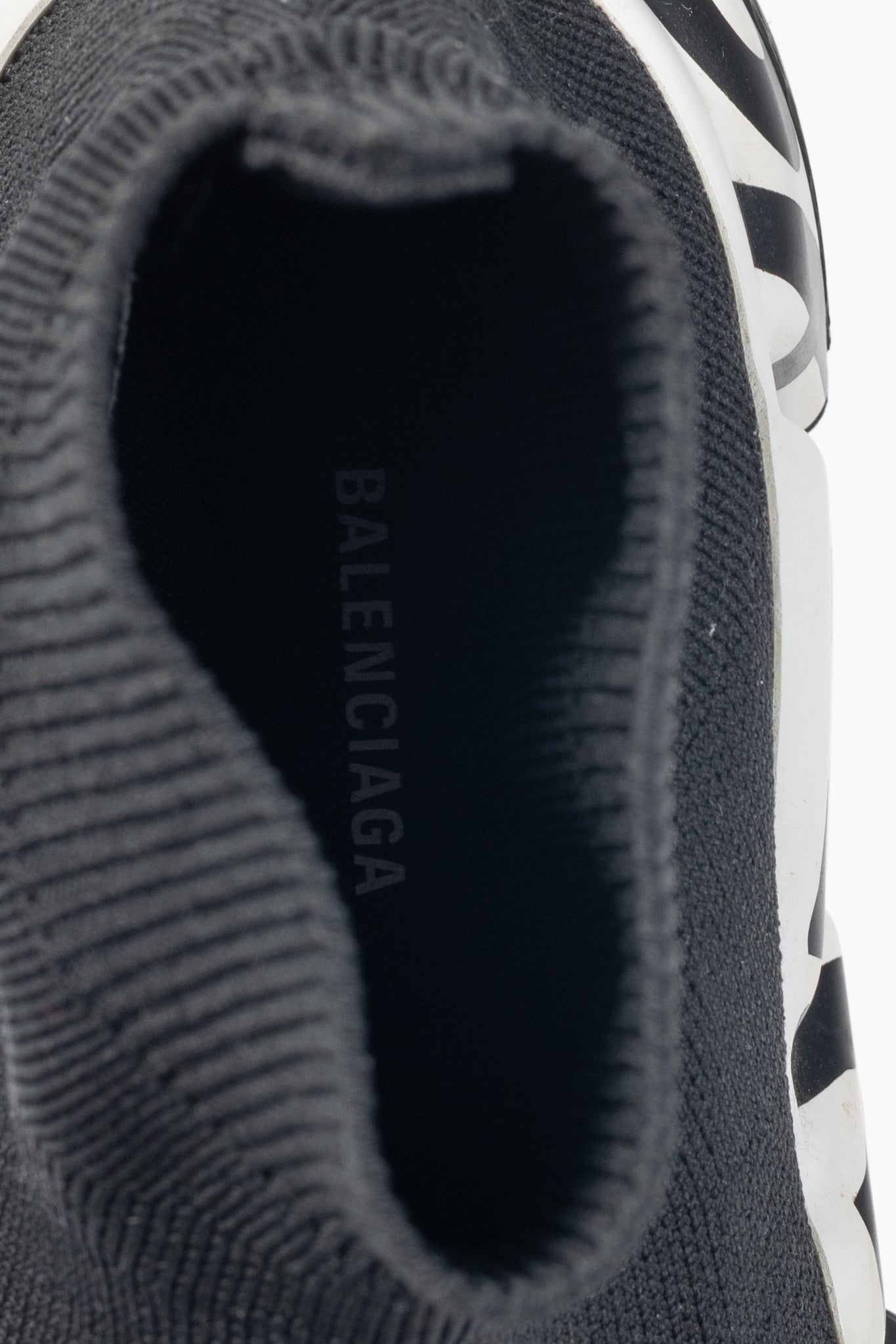 Balenciaga Speed Black & White Graffiti Knit Sock Sneakers