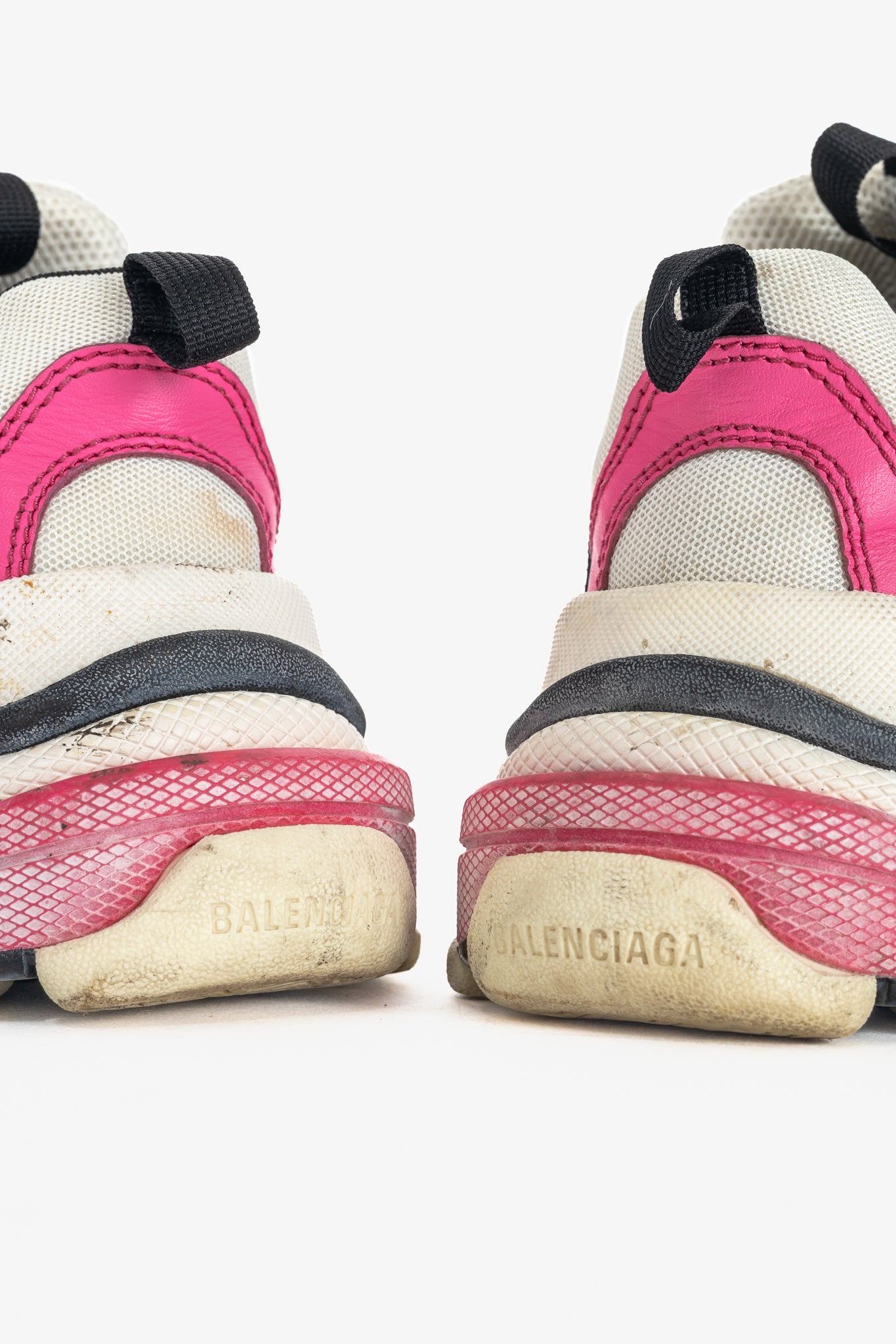 Balenciaga Triple S White, Black & Pink Chunky Low-Top Sneakers