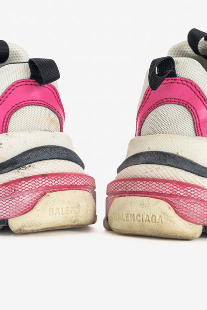 Balenciaga Triple S White, Black & Pink Chunky Low-Top Sneakers