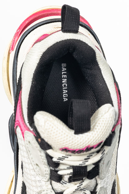 Balenciaga Triple S White, Black & Pink Chunky Low-Top Sneakers
