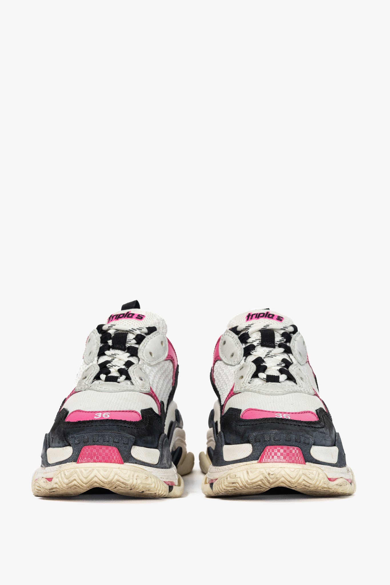 Balenciaga Triple S White, Black & Pink Chunky Low-Top Sneakers