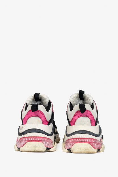 Balenciaga Triple S White, Black & Pink Chunky Low-Top Sneakers