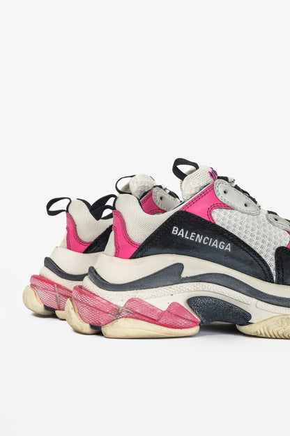 Balenciaga Triple S White, Black & Pink Chunky Low-Top Sneakers