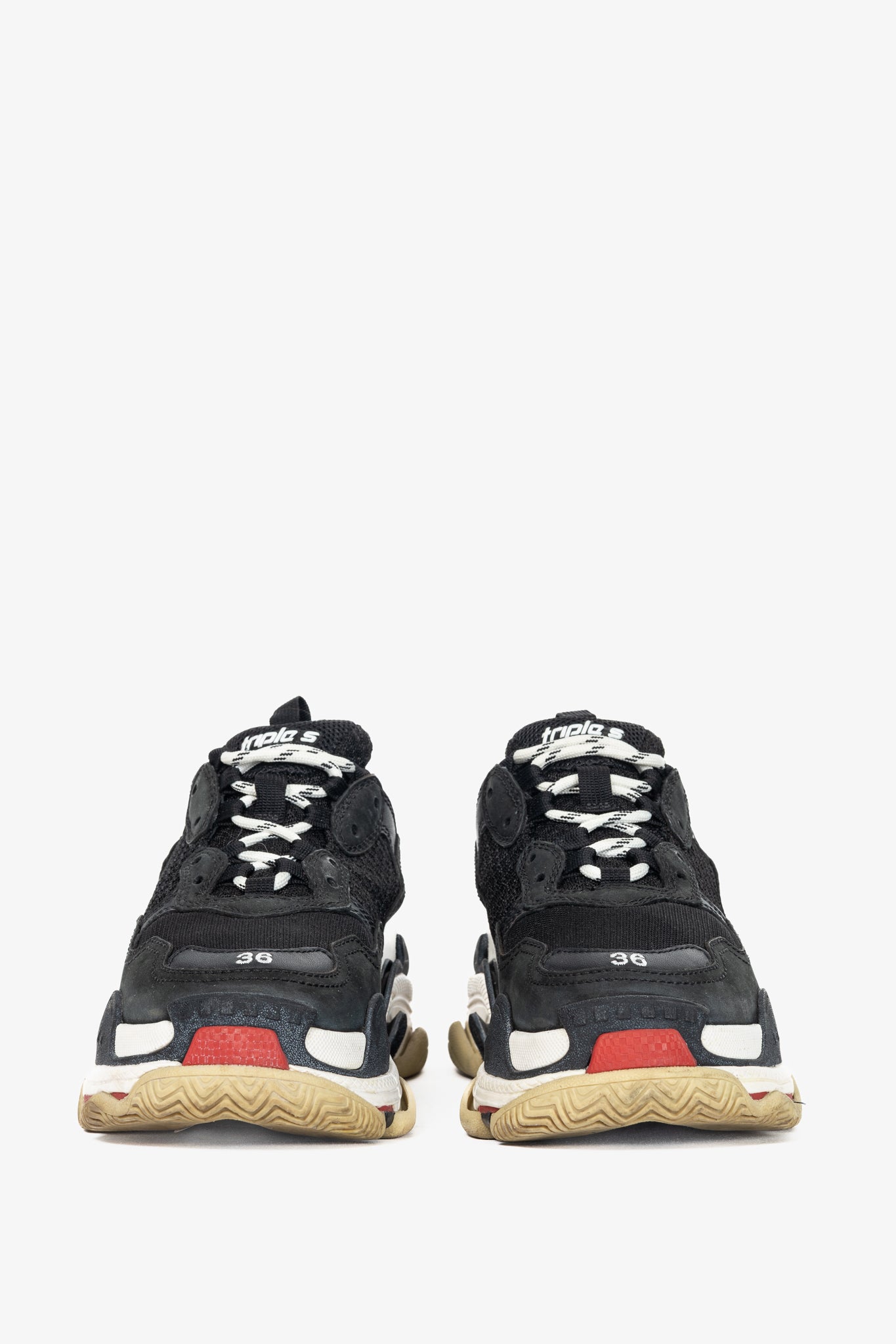 Balenciaga Triple S "Black Red" Chunky Low-Top Sneakers