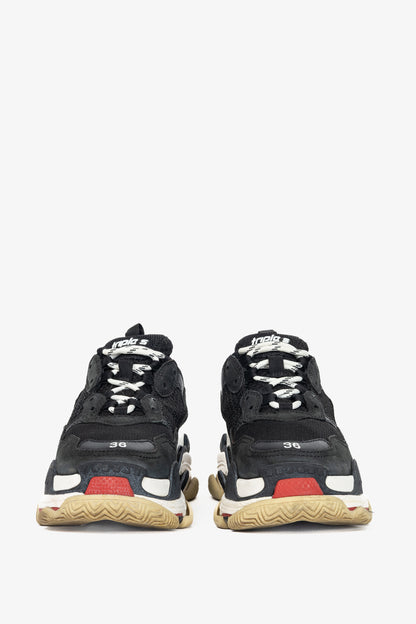 Balenciaga Triple S "Black Red" Chunky Low-Top Sneakers