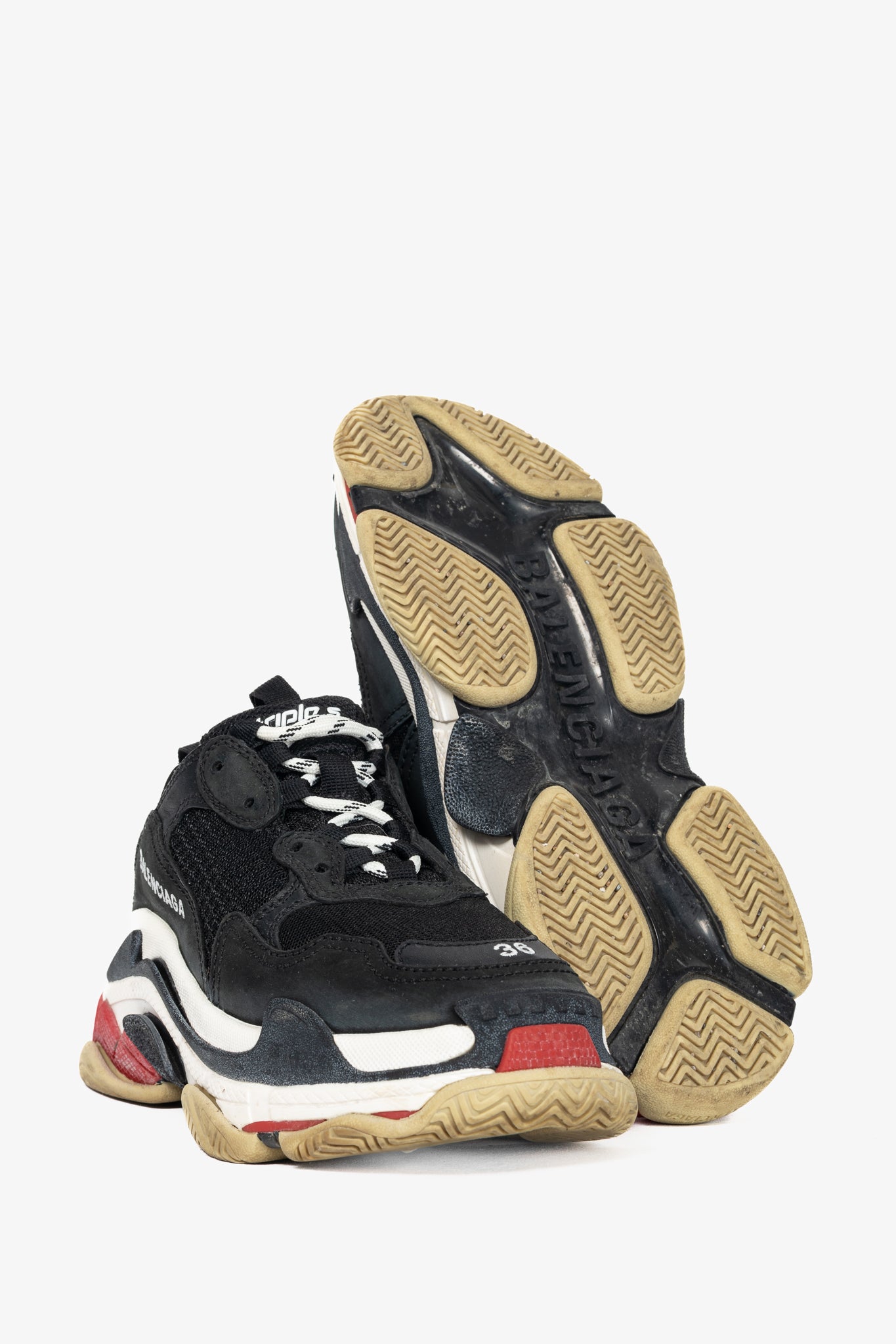 Balenciaga Triple S "Black Red" Chunky Low-Top Sneakers
