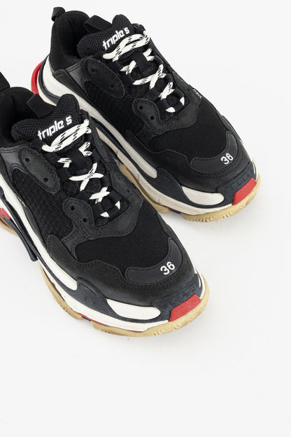 Balenciaga Triple S "Black Red" Chunky Low-Top Sneakers