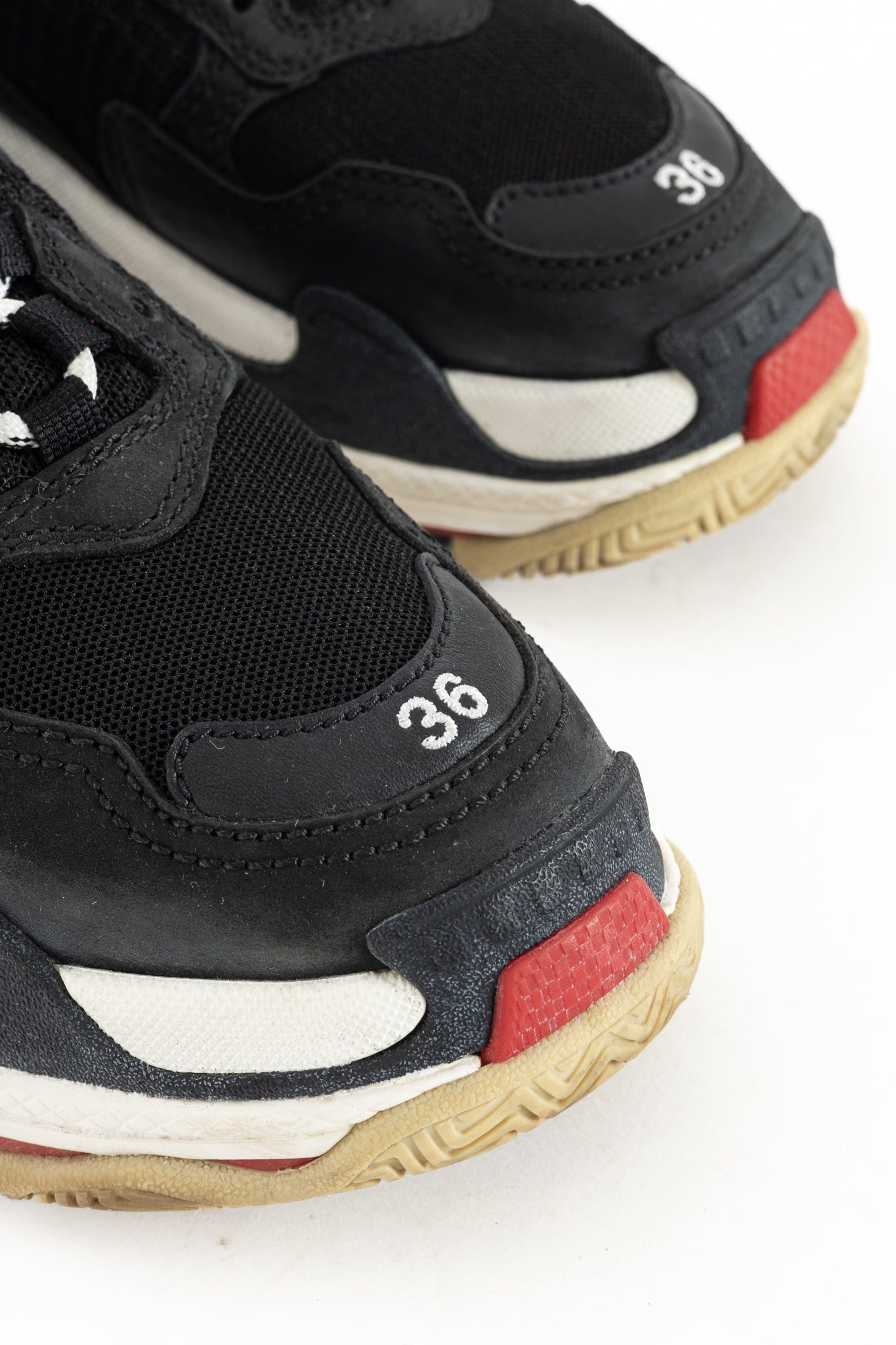 Balenciaga Triple S "Black Red" Chunky Low-Top Sneakers