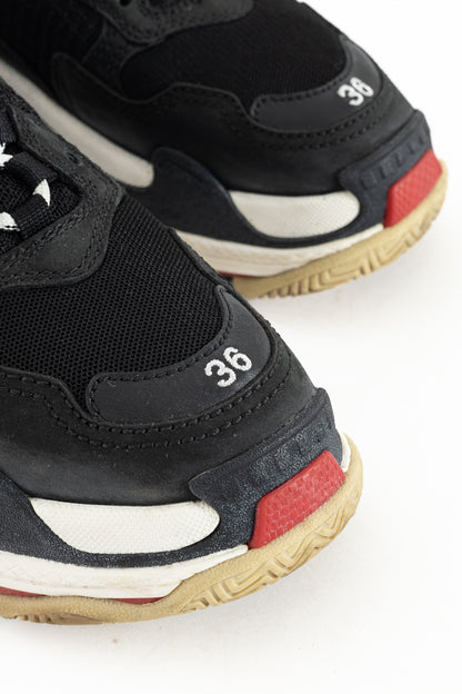 Balenciaga Triple S "Black Red" Chunky Low-Top Sneakers
