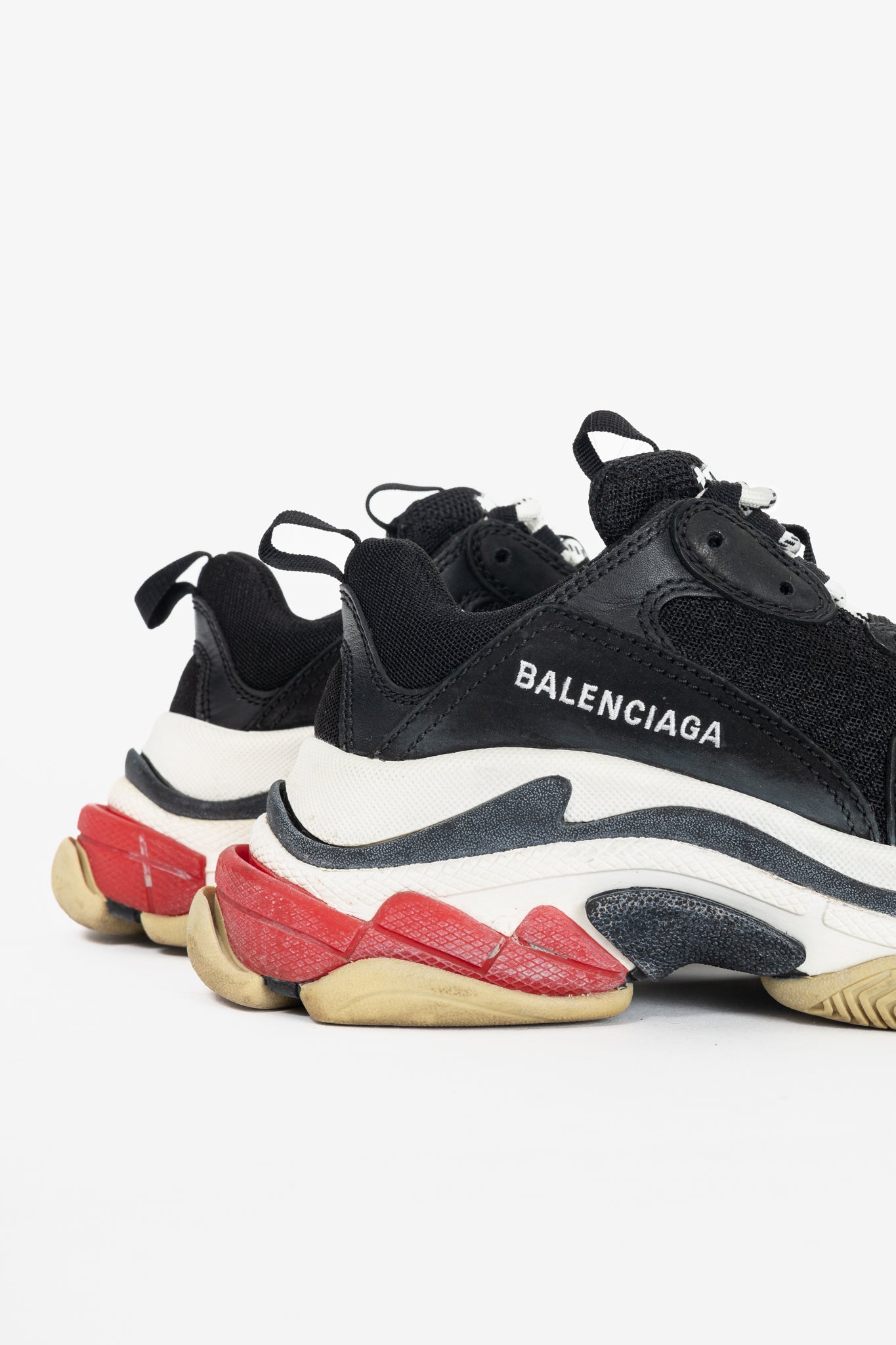Balenciaga Triple S "Black Red" Chunky Low-Top Sneakers