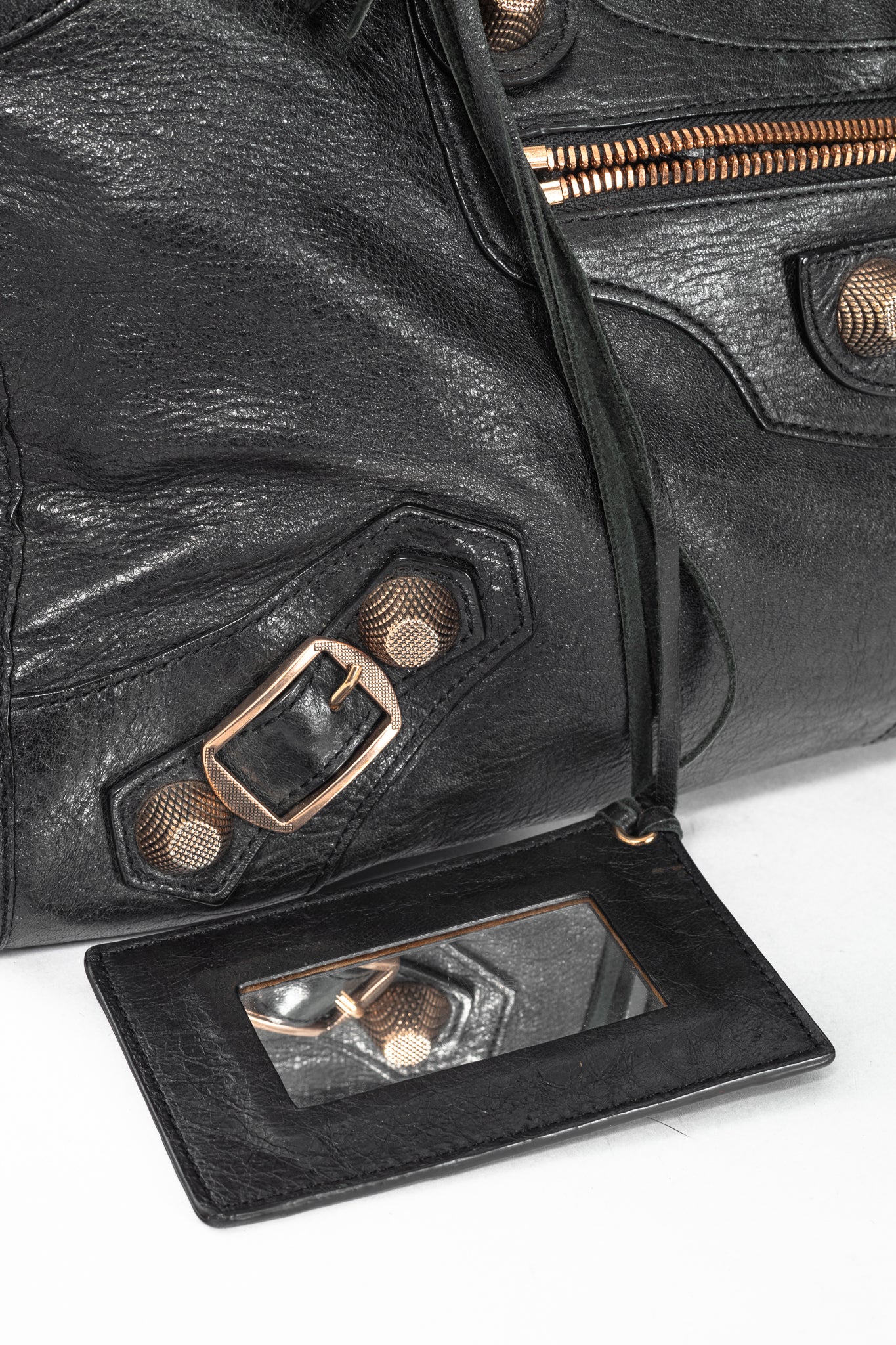 Balenciaga City Black Lambskin Leather Studded Handbag