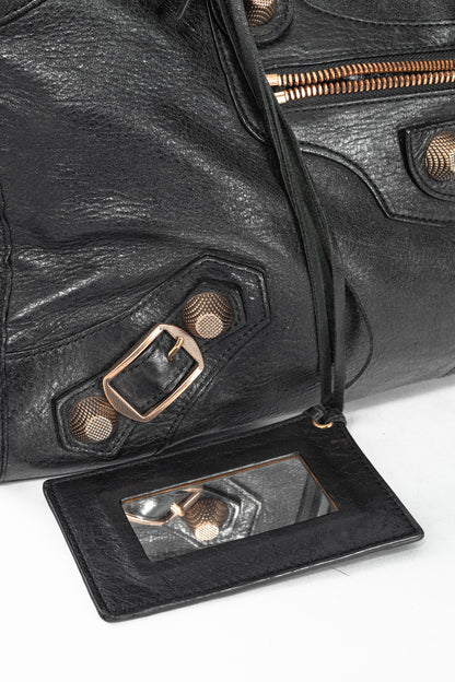 Balenciaga City Black Lambskin Leather Studded Handbag