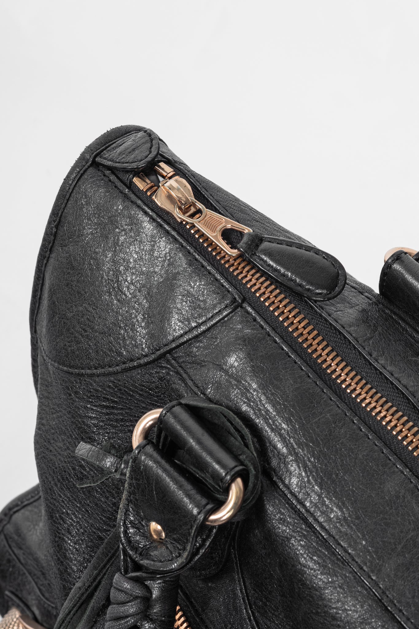 Balenciaga City Black Lambskin Leather Studded Handbag