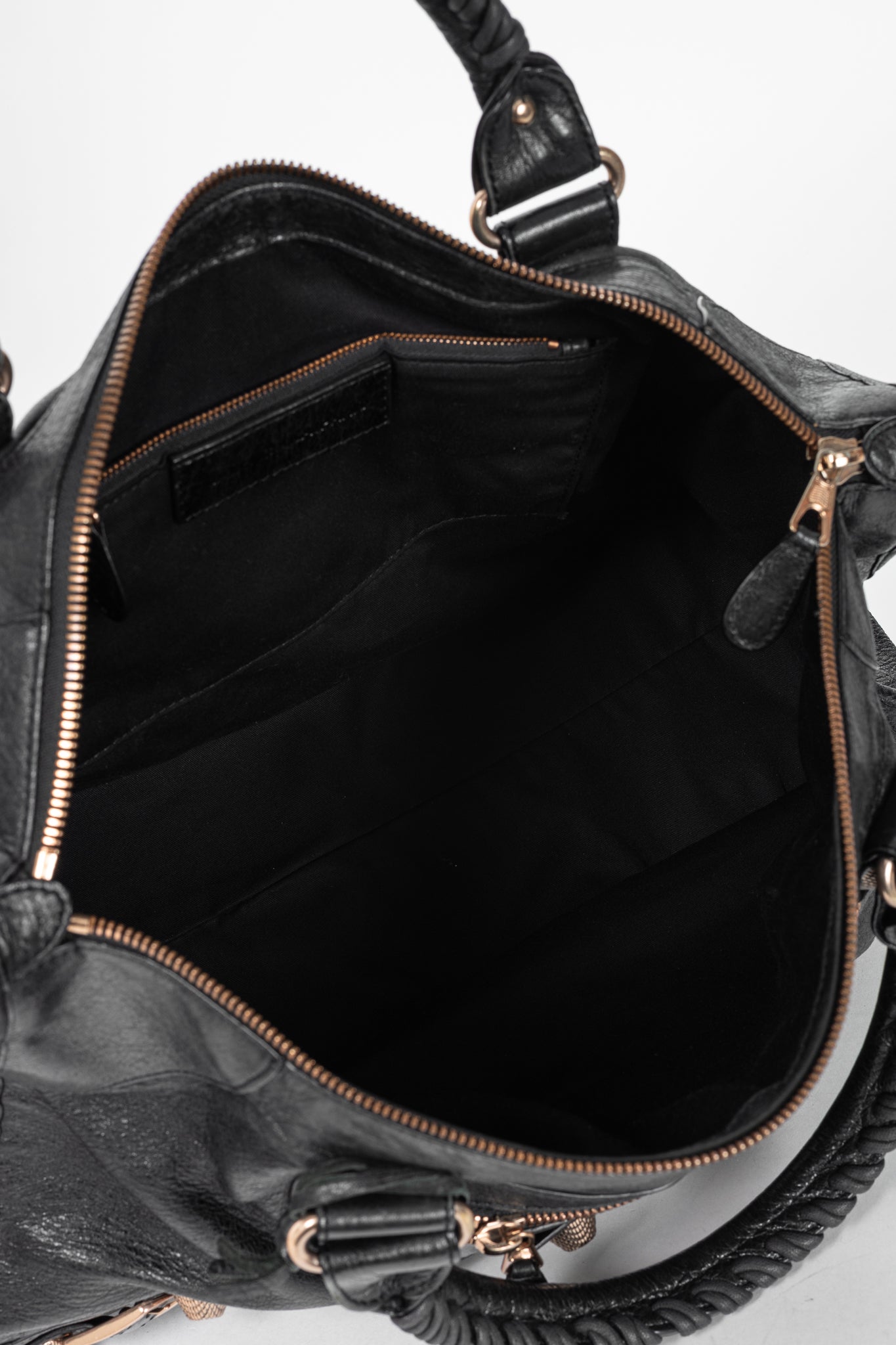 Balenciaga City Black Lambskin Leather Studded Handbag