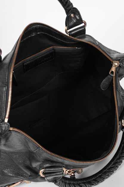 Balenciaga City Black Lambskin Leather Studded Handbag