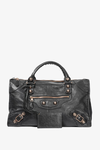 Balenciaga City Black Lambskin Leather Studded Handbag