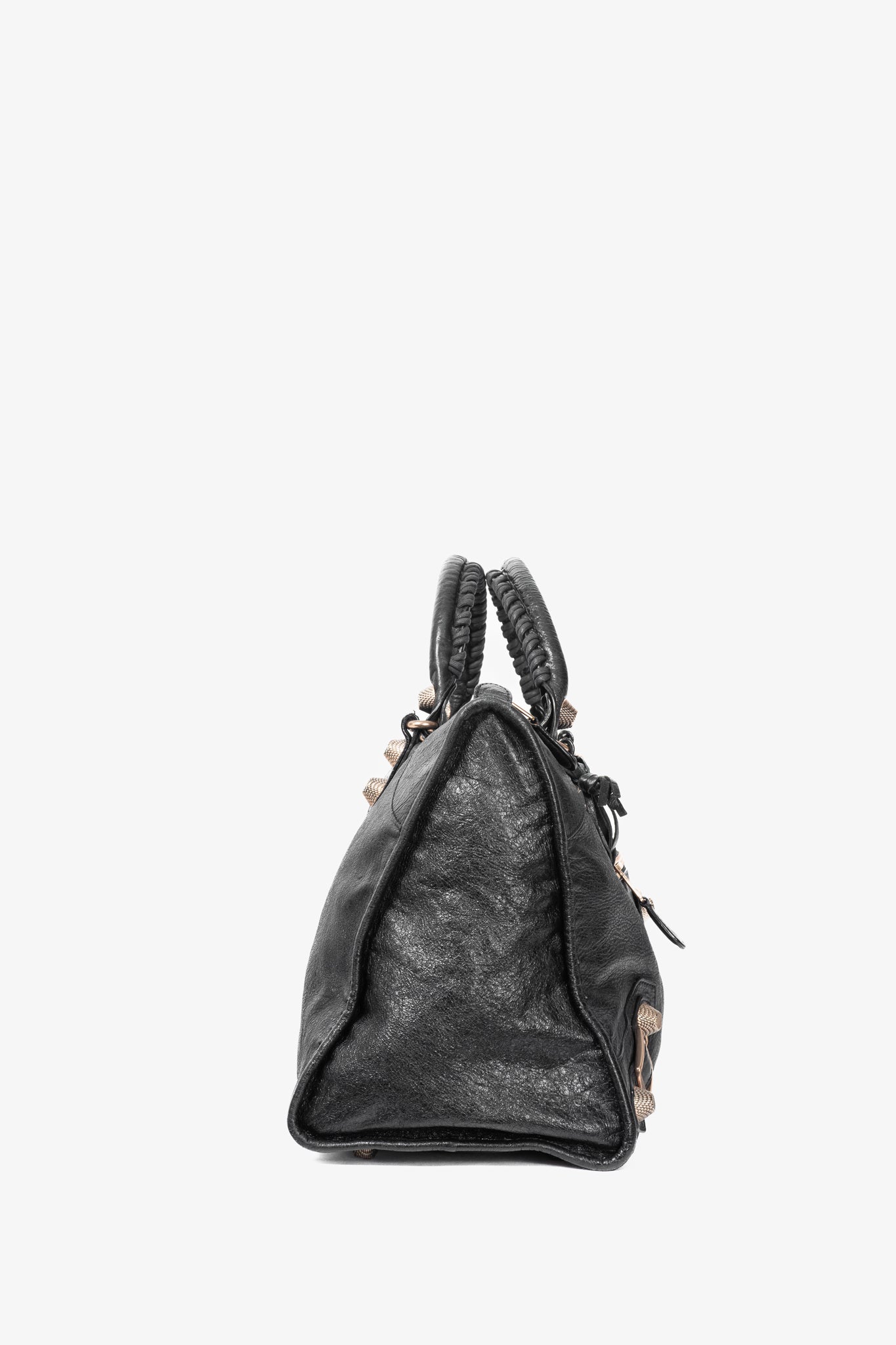 Balenciaga City Black Lambskin Leather Studded Handbag