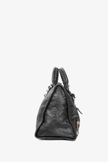 Balenciaga City Black Lambskin Leather Studded Handbag