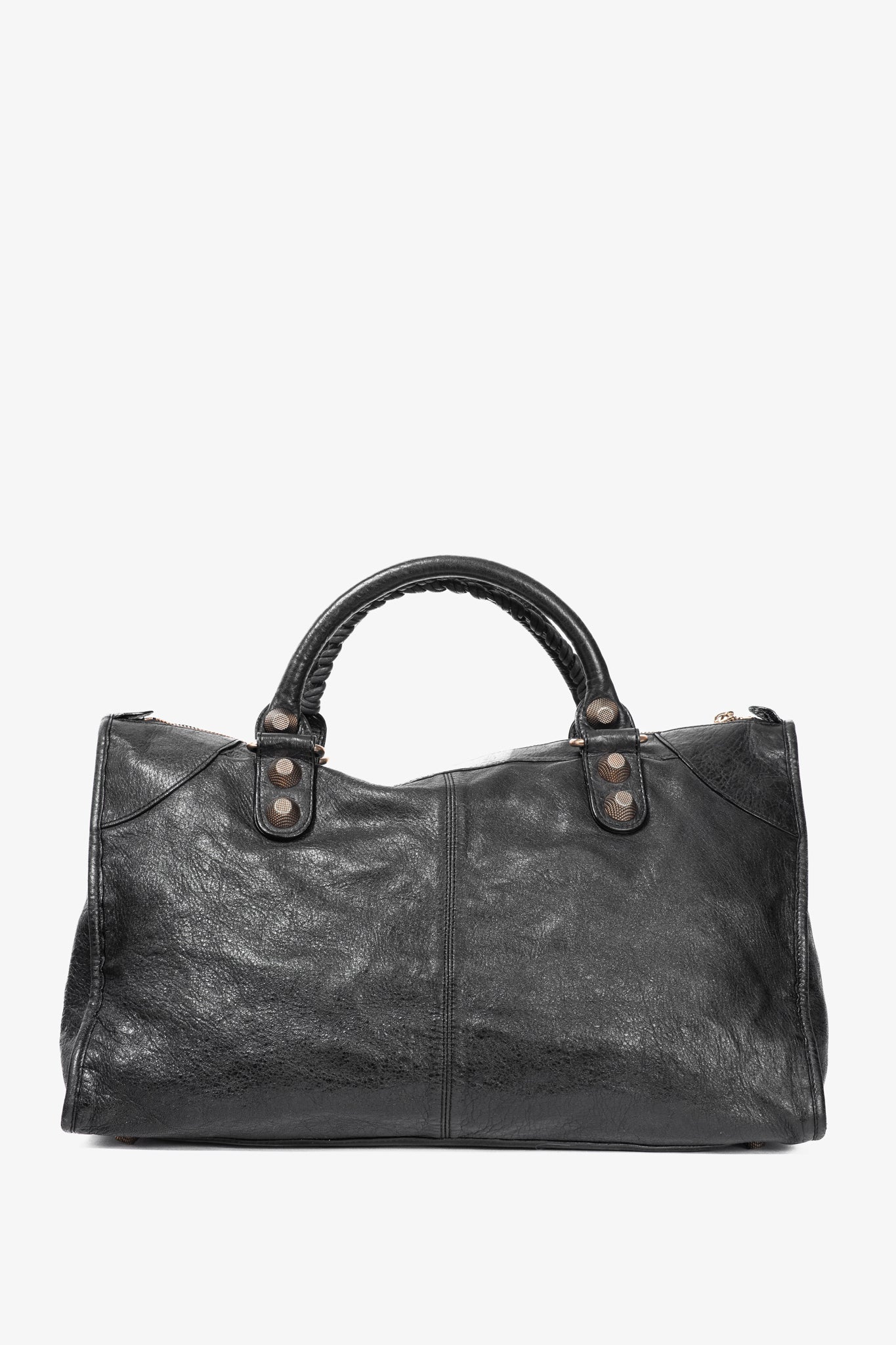 Balenciaga City Black Lambskin Leather Studded Handbag