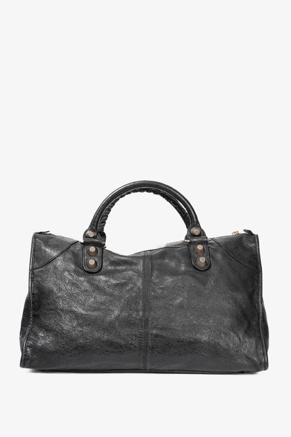 Balenciaga City Black Lambskin Leather Studded Handbag