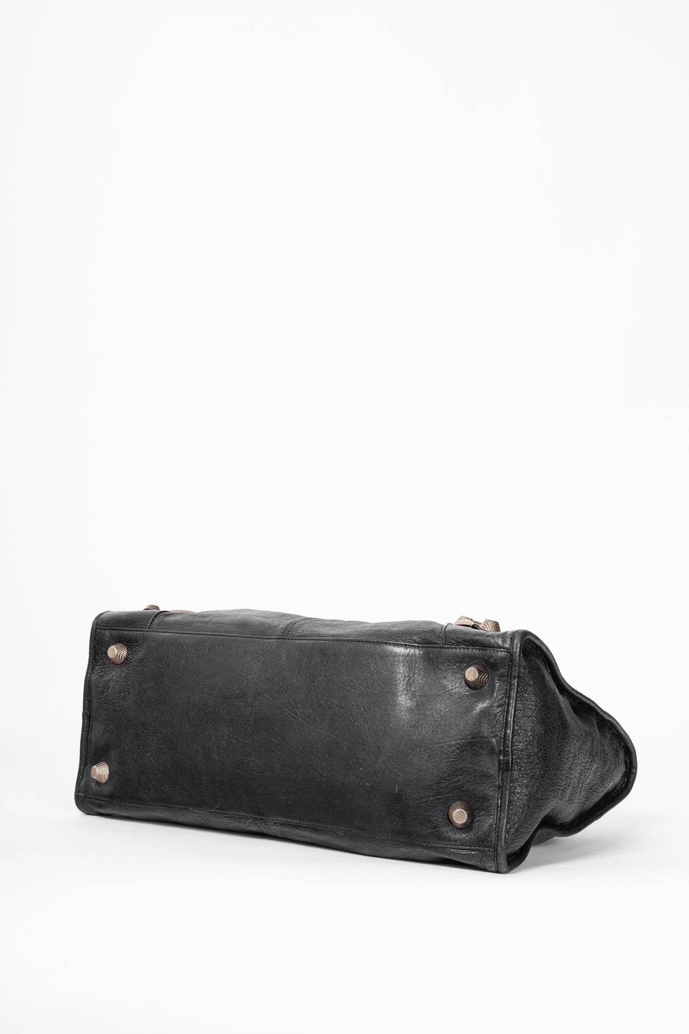 Balenciaga City Black Lambskin Leather Studded Handbag