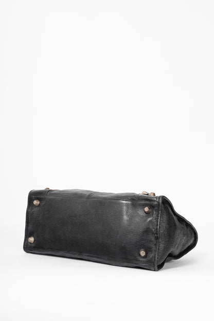 Balenciaga City Black Lambskin Leather Studded Handbag