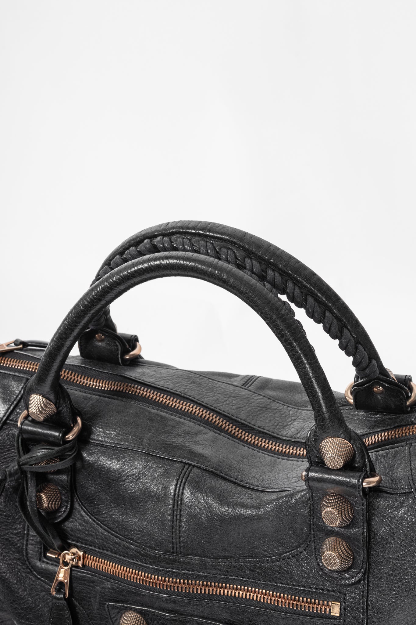Balenciaga City Black Lambskin Leather Studded Handbag