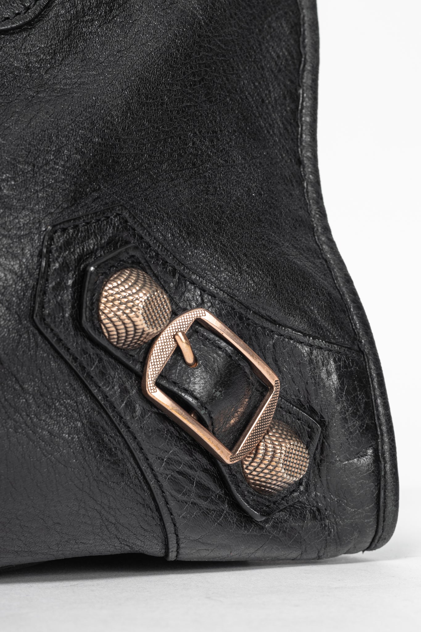 Balenciaga City Black Lambskin Leather Studded Handbag