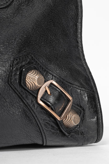 Balenciaga City Black Lambskin Leather Studded Handbag