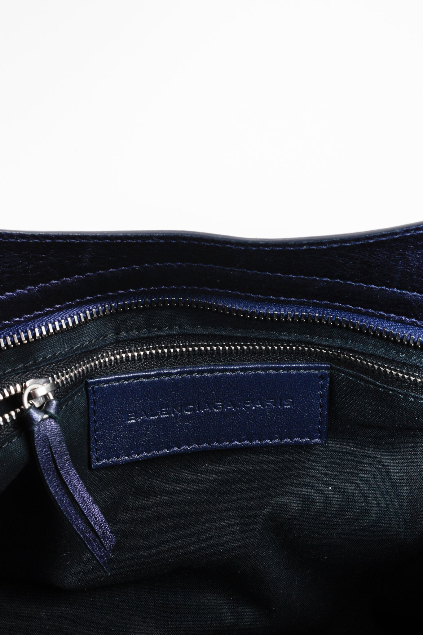 Balenciaga Blue Chevre Metallic Edge City Top Handle Bag