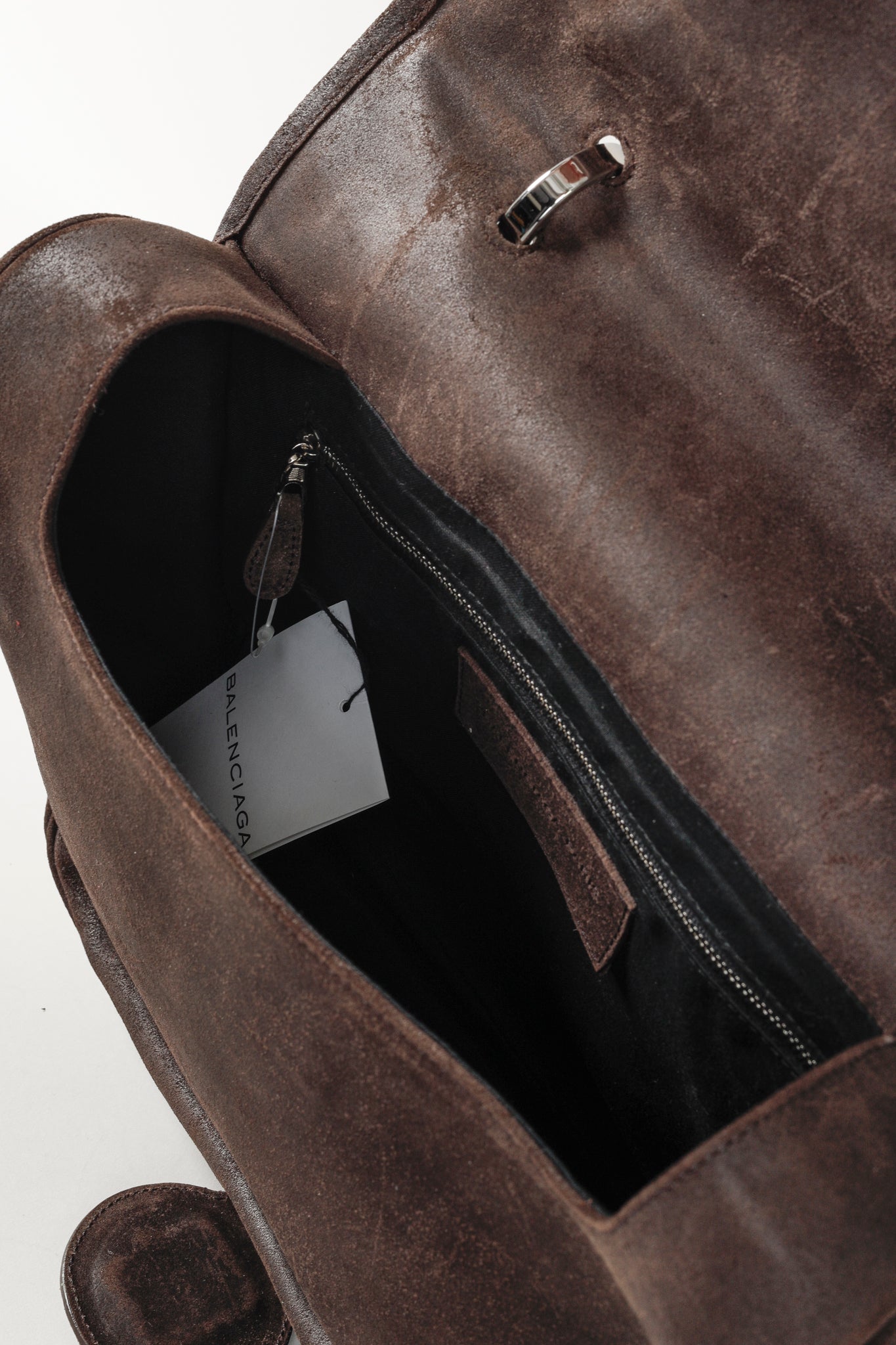 Balenciaga Brown Suede Saddle Work Bag