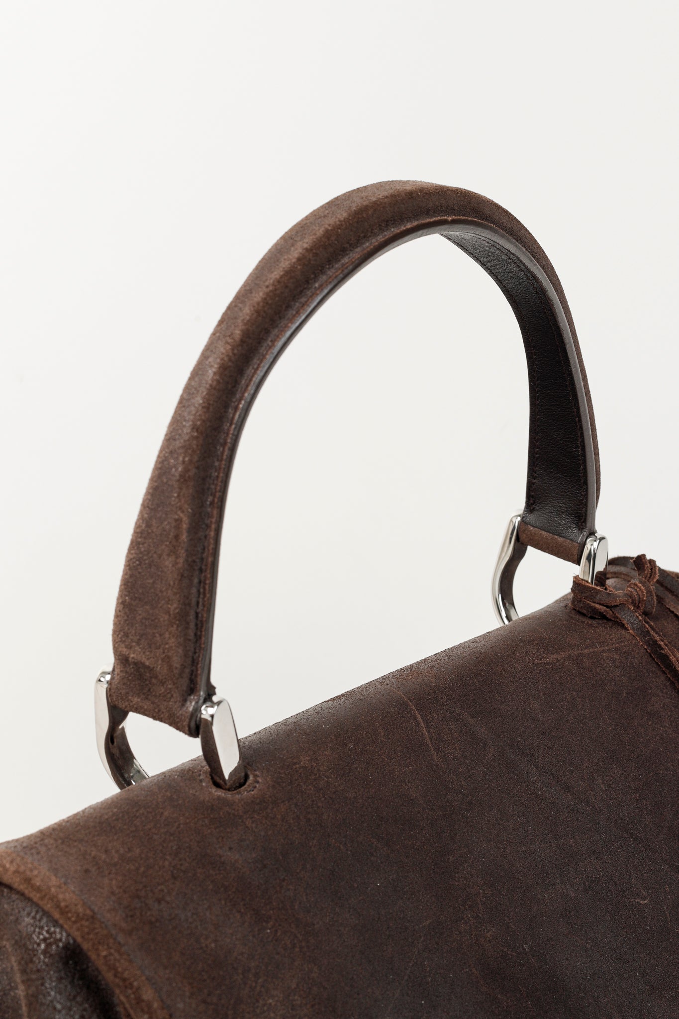 Balenciaga Brown Suede Saddle Work Bag