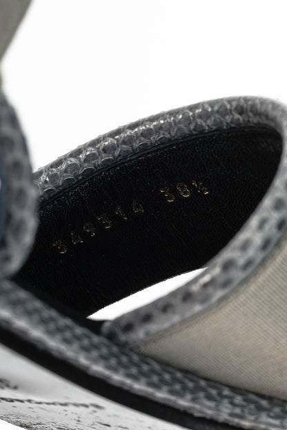Balenciaga Grey Elastic Snakeskin-Embossed-Trim Slingback Sandals