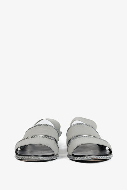 Balenciaga Grey Elastic Snakeskin-Embossed-Trim Slingback Sandals