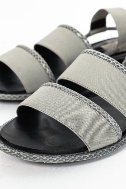 Balenciaga Grey Elastic Snakeskin-Embossed-Trim Slingback Sandals