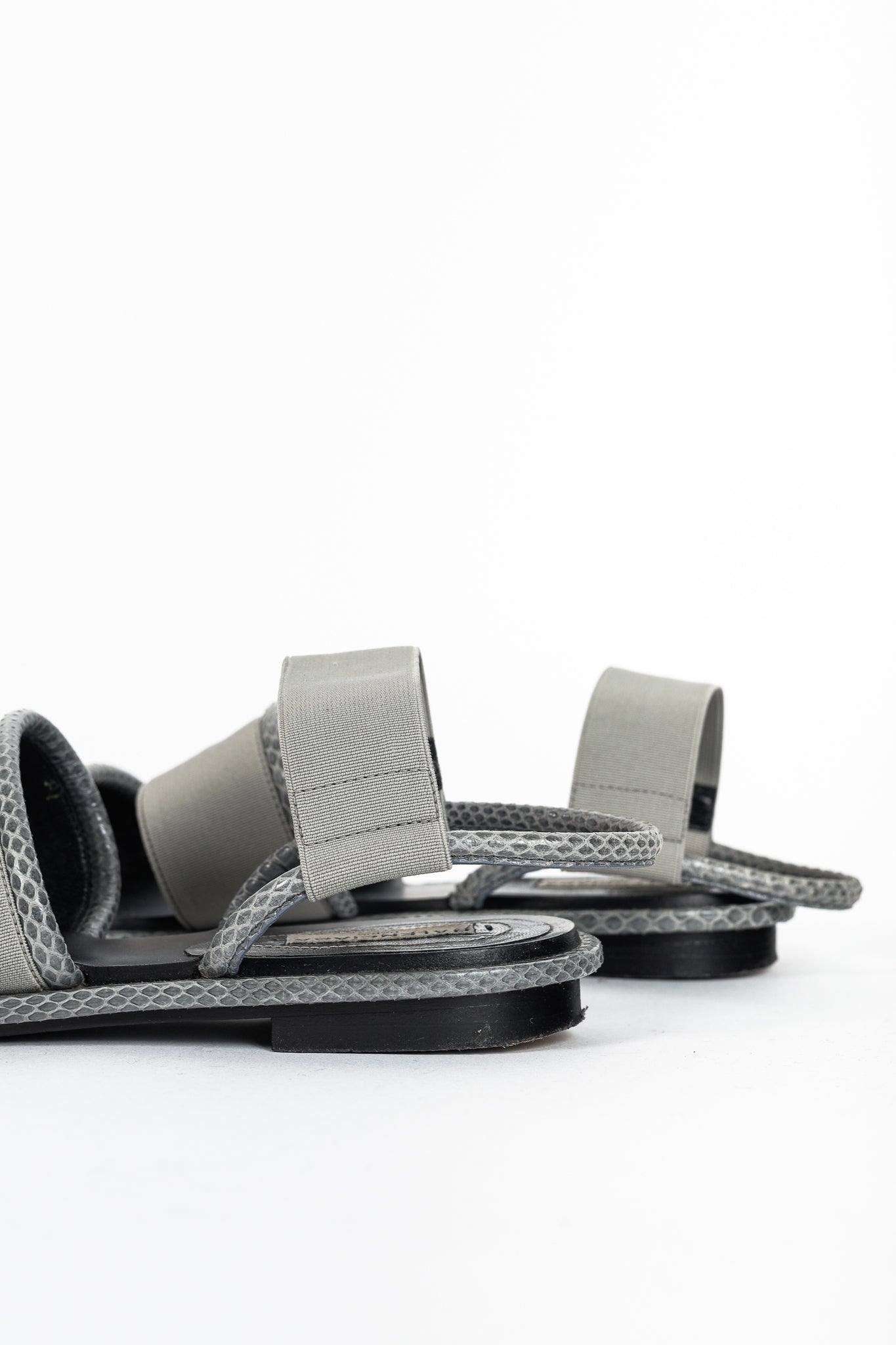 Balenciaga Grey Elastic Snakeskin-Embossed-Trim Slingback Sandals