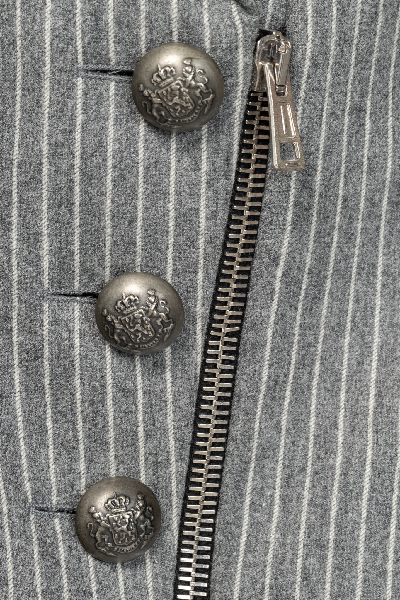 Balenciaga AW07 Grey Pinstripe Wool-Flannel Velvet-Lapel Blazer